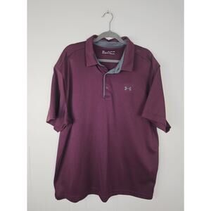 Under Armour Mens 2XL Loose Heat Gear Polo Dark Burgundy Performance Athletic
